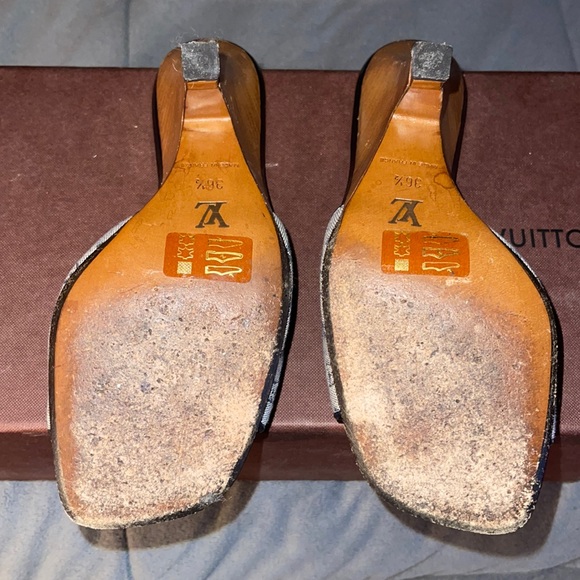 Vintage Louis Vuitton Denim Monogram Mules - Picture 3 of 5